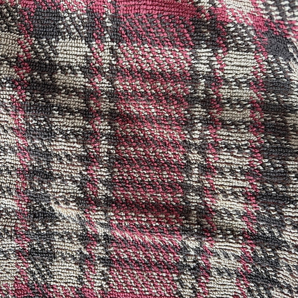 VTG Ralph Lauren bath towel Aragon Plaid Houndstooth Tartan Brown Red Tan Cotton - Picture 8 of 10